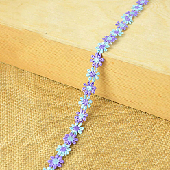 Medium Purple Polyester Lace Trim, Embroidered Trim Ribbons, for Sewing or Craft Decoration, Flower, Medium Purple, 1/2 inch(12mm), 15 yards/strand