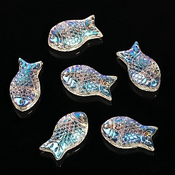 Colorful Handmade Lampwork Beads, Fish, Colorful, 15x8mm, Hole: 0.7mm