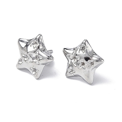 Stainless Steel Color 304 Stainless Steel Stud Earring Findings, with Rhinestone Setting, Star, Stainless Steel Color, Fit For 1.5~2mm Rhinetstone, 12.5x12.5mm, Pin: 0.7mm