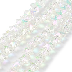 Clear AB Electroplate Transparent Glass Beads, Half Rainbown Plated, Faceted Star, Clear AB, 9.5x10x6mm, Hole: 0.5mm