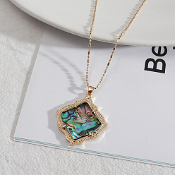 Abalone shellfish Geometric Leather Necklace for Women - Chic and Trendy European Style Fashion Jewelry with Minimalist Design