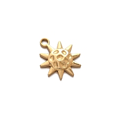 Golden 304 Stainless Steel Pendants, Sun Charm, Golden, 19x16mm