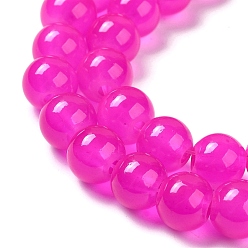 Magenta Baking Painted Imitation Jade Glass Round Bead Strands, Magenta, 8.5~9mm, Hole: 1.5mm, about 105pcs/strand, 31.8 inch