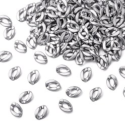 Silver Opaque Spray Painted Acrylic Linking Rings, Quick Link Connectors, for Curb Chains Making, Twist, Silver, 23x16x5mm, Inner Diameter: 13x6.5mm, about 545pcs/500g