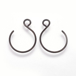Electrophoresis Black 304 Stainless Steel Earring Hooks, with Horizontal Loop, Balloon Ear Wire, Electrophoresis Black, 18.5x14x0.8mm, Hole: 2mm, 20 Gauge, Pin: 0.8mm