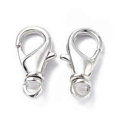 Platinum Eco-Friendly Rack Plating Brass Lobster Claw Clasps, Long-Lasting Plated, Lead Free & Cadmium Free, Platinum, 16x8x5mm, Hole: 1.6mm