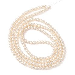 Creamy White Glass Pearl Beads Strands, Pearlized, Round, Creamy White, 4mm, Hole: 1mm, about 200pcs/strand, 30.71''(78cm)