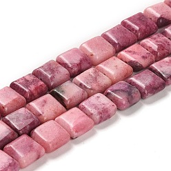 Pink Brins de perles de dolomite naturelles, teint, Sqaure, rose, 10x10x4.5mm, Trou: 1.4mm, Environ 40 pcs/chapelet, 15.55 pouce (39.5 cm)