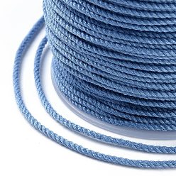 Steel Blue Macrame Cotton Cord, Braided Rope, with Plastic Reel, for Wall Hanging, Crafts, Gift Wrapping, Steel Blue, 1.2mm, about 49.21 Yards(45m)/Roll