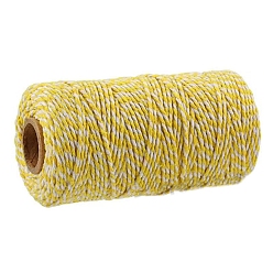 Желтый Двухцветные хлопковые нити, макраме шнур, декоративные нитки, для поделок ремесел, упаковка подарков и изготовление ювелирных изделий, желтые, 2 мм, около 109.36 ярдов (100 м) / рулон