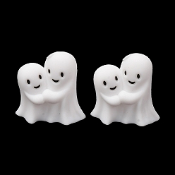 Ghost Halloween-Silikon-Fokalperlen, Geister umarmen, 28x27x14.5 mm, Bohrung: 3 mm