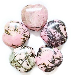 Rhodonite Natural Rhodonite Healing Stones, Heart Love Stones, Pocket Palm Stones for Reiki Ealancing, 30x30x15mm
