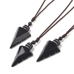 Обсидиан Ожерелье с подвеской в виде стрелы из натурального обсидиана, украшения из драгоценных камней для женщин, 36.22 дюйм (92 см)