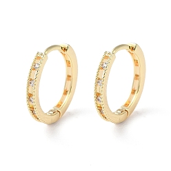 Real 18K Gold Plated Brass Micro Pave Cubic Zirconia Hoop Earrings, Ring, Real 18K Gold Plated, 12.5x2mm