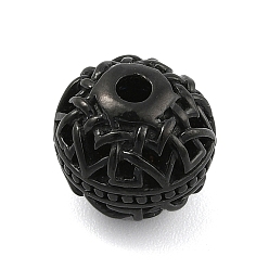 Черный 304 из нержавеющей стали бусы, круглые, чёрные, 10.5x9.5 мм, отверстие : 1.8 мм