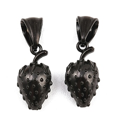 Черный 304 подвески из нержавеющей стали, клубничное очарование, ионное покрытие (ip), чёрные, 19x10x8 мм, отверстие : 8.6x4.7 мм