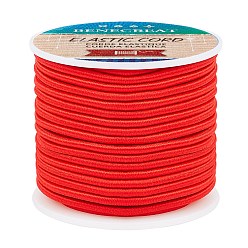 Crimson Elastic Cord, Polyester Outside and 30~40 Ply Latex Core, Crimson, 3mm, about 20m/roll