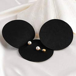 Black Velvet Jewelry Envelope Pouches, Jewelry Gift Bags, for Ring Necklace Earring Bracelet, Flat Round, Black, 7cm