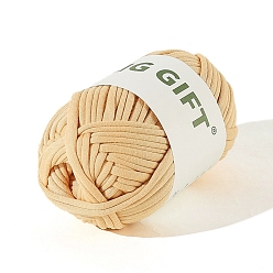 Wheat Polyester Cloth Yarn, For Hand Knitting Thick Thread, Crochet Cloth Yarn, Wheat, 5mm, about 32.81 Yards(30m)/Skein