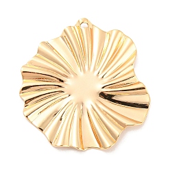 Real 18K Gold Plated Rack Plating Brass Pendants, Irregular Flat Round Charm, Real 18K Gold Plated, 36x33.5x2mm, Hole: 1.2mm
