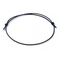 Black Eco-Friendly Korean Waxed Polyester Cord Bracelet Making, Black, 10-5/8 inch~11 inch(27~28cm), 1mm