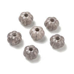Dark Gray Vintage Handmade Porcelain Beads, Fancy Antique Glazed Porcelain, Pumpkin, Dark Gray, 10~10.5x7mm, Hole: 3mm
