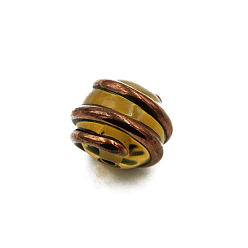 Dark Goldenrod Retro Czech Glass Beads, Red Copper Metal Wrapped Beads, Round, Dark Goldenrod, 10mm
