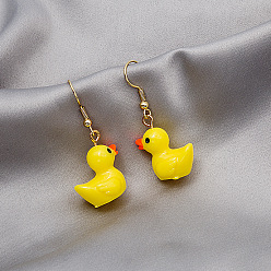 E655/Little Yellow Duck Fun 3D Animal Fried Egg Earrings Cute Creative Basketball Dice Ocean Starfish Goldfish Fries Ear Drops