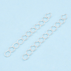 Silver Iron Chain Extender, Curb Chains, Nickel Free, Silver, 70mm, Link: 5~5.5x3.5~4x0.5mm