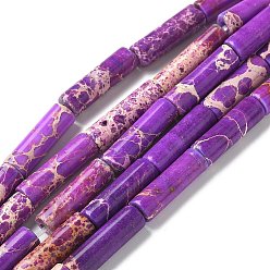Темно-Фиолетовый Натуральные имперские нитки из бисера яшмы, окрашенные, колонка, темно-фиолетовый, 13~14x4~4.5 мм, отверстие : 1 мм, около 29 шт / нитка, 15.35 дюйм ~ 15.7 дюйм (39~39.9 см)