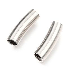 Stainless Steel Color 304 Stainless Steel Tube Beads, Curved Beads, Stainless Steel Color, 16x5mm, Hole: 4mm