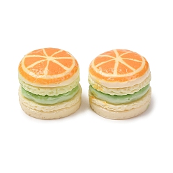 Orange Opaque Resin Imitation Dessert Cabochons, Orange Macaron, Orange, 19x16mm