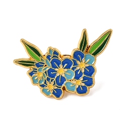 Blue Floral Enamel Pins, Golden Alloy Lapel Pin Backs for Backpack Clothes, Forget-me-not, Blue, 23x35.5mm