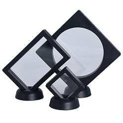 Черный Каркасные стойки из полиэтилена(пэ), с прозрачной мембраной, 3 Держатель дисплея с плавающей рамкой, коробка для монет, ромб, чёрные, Внутренний размер: 11x11x2 см