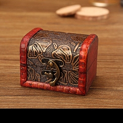 FireBrick Wood Jewelry Box, with Front Clasp, for Arts Hobbies and Home Storage, Rectangle, FireBrick, 6x8x6cm