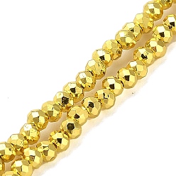 Yellow Electroplate Glass Beads Strands, Faceted, Rondelle, Yellow, 3x2.5mm, Hole: 0.8mm, about 170~172pcs/strand, 16.73''(42.5cm)