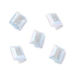 Light Sapphire Crackle Moonlight Style K9 Glass Rhinestone Cabochons, Pointed Back, Rectangle, Light Sapphire, 10x8x4mm