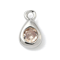 Папайя Оранжевый Латунные микро проложить кубического циркония прелести, слезинки, без кадмия и без свинца, долговечный, стойки покрытие, платина, papayawhip, 7.5x4.5x2 мм, отверстие : 1 мм