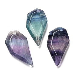 Fluorite Natural Fluorite Pendants, Faceted Half Heart Charms, 27x14x5.5mm, Hole: 1.5mm