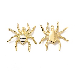 Light Gold Halloween Rack Plating Alloy Enamel Pandants, Spider Charm, Light Gold, 36.5x35.5x4.5mm, Hole: 1.7mm