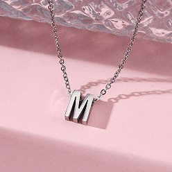 Letter M 304 подвесные из нержавеющей стали ожерелья, буквы, Буква М, 15.94 дюйм(40.5см)~16.14 дюйм(41см)+54мм удлинитель, буквы: 10x7.5x4 мм.