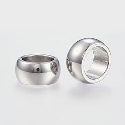 Stainless Steel Color 304 Stainless Steel Beads, Large Hole Beads, Rondelle, Stainless Steel Color, 16x8mm, Hole: 11mm