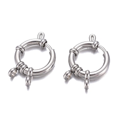 Stainless Steel Color 304 Stainless Steel Spring Ring Clasps, Ring, Stainless Steel Color, 18x4.5mm, Hole: 3mm