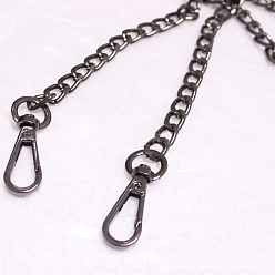 Gunmetal Iron Handbag Chain Straps, with Clasps, for Handbag or Shoulder Bag Replacement, Gunmetal, 120x0.8x0.2cm