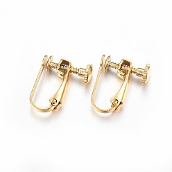 Golden Ion Plating(IP) 304 Stainless Steel Clip-on Earring Findings, Golden, 15x12.5x5mm