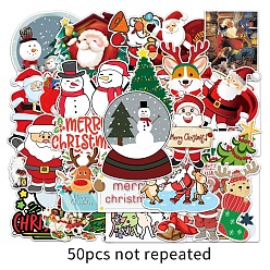 Colorful 50 Pcs Christmas Santa Claus Snowman Stickers, Merry Xmas Decoration for Party, Colorful, 40~60x30~85mm, 50pcs/set