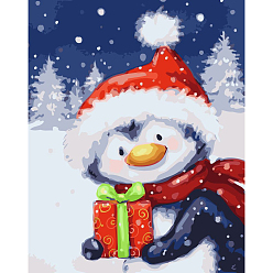 Box Christmas Penguin Pattern DIY Diamond Painting Kits, including Resin Rhinestones, Diamond Sticky Pen, Tray Plate and Glue Clay, Box, 400x300mm