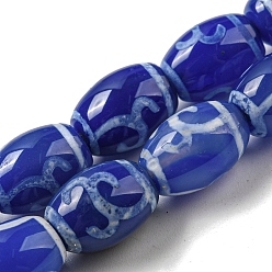 Branch Tibetan Style dZi Beads Strands, Dyed Natural Agate Beads Strands, Rice, Branch, 13.5~14x10~10.5mm, Hole: 1mm, about 25pcs/strand, 13.58 inch(34.5cm)