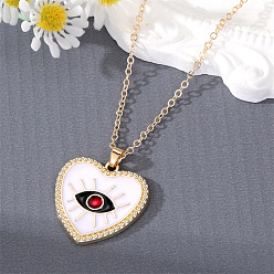 Love White Stylish Heart and Moon Eye Necklace for Girls - Demon Eye Pendant Jewelry