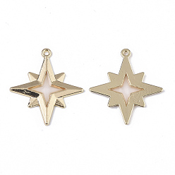 Clear Epoxy Resin Pendants, with Light Gold Plated Alloy Open Back Bezel, Star, Clear, 34.5x31.5x2mm, Hole: 1.8mm
